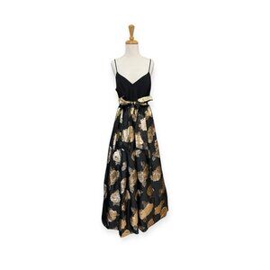 Eliza J Metallic Floral Print Gown Size 14 Black and Gold